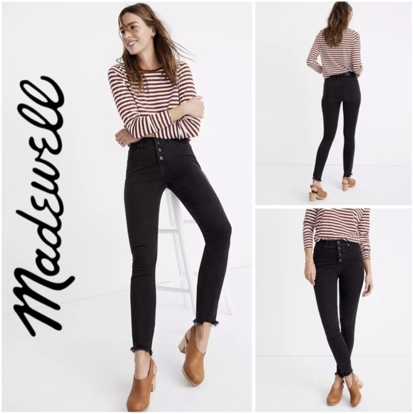 Madewell Denim - Madewell High-Rise Skinny Jeans in Berkeley Black Button-Through Edition Size 26